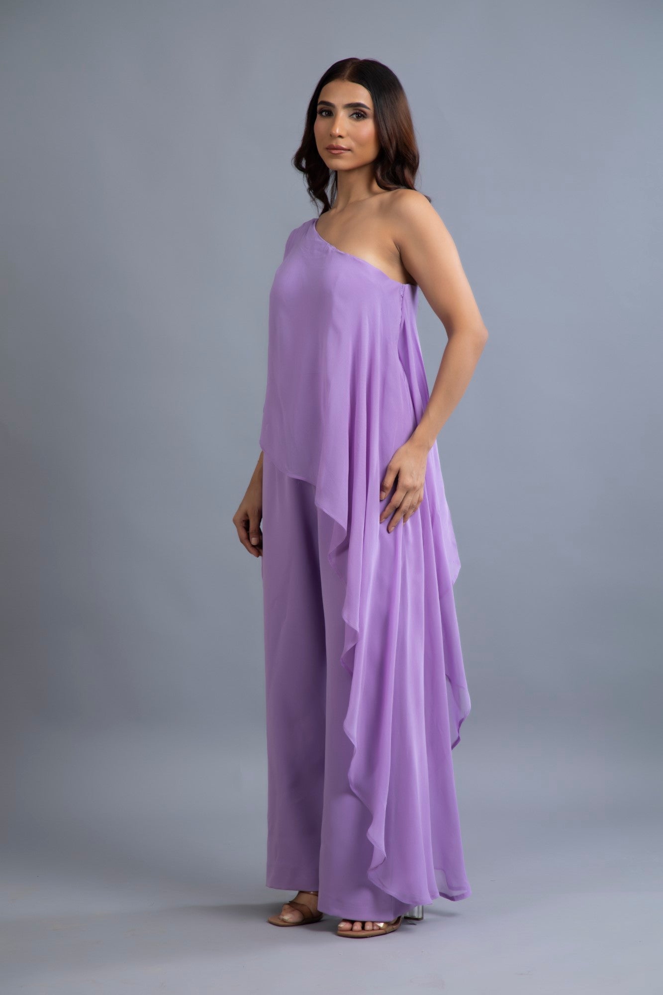 Lilac Drift One-Shoulder Jumpsuit