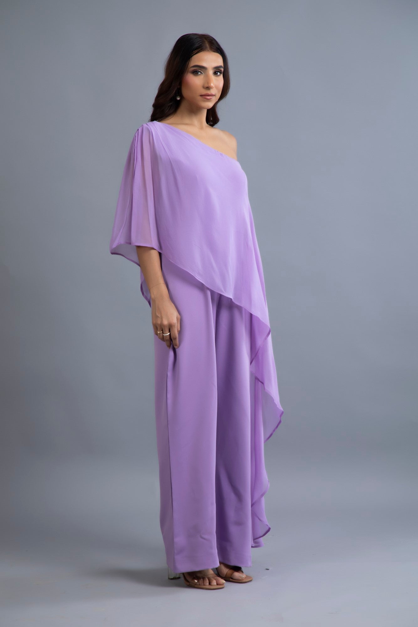 Lilac Drift One-Shoulder Jumpsuit