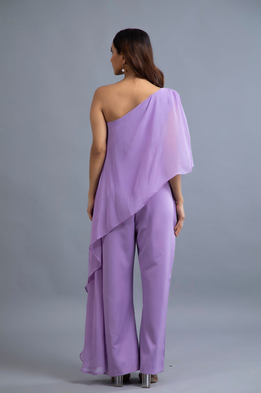 Lilac Drift One-Shoulder Jumpsuit