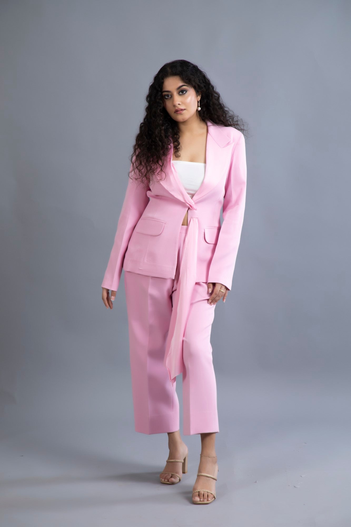 Rose Quartz Belted Suit Set