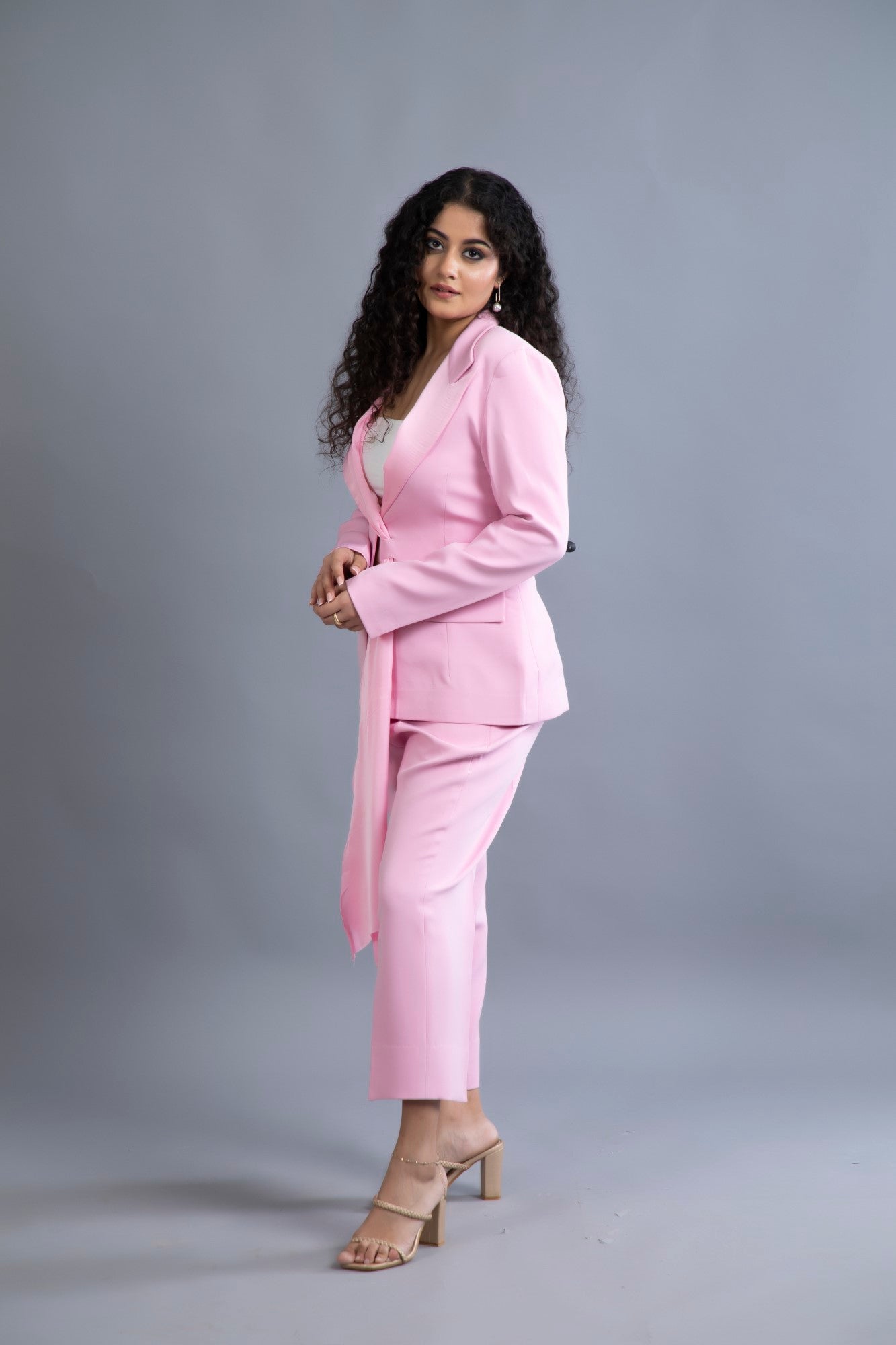 Rose Quartz Belted Suit Set