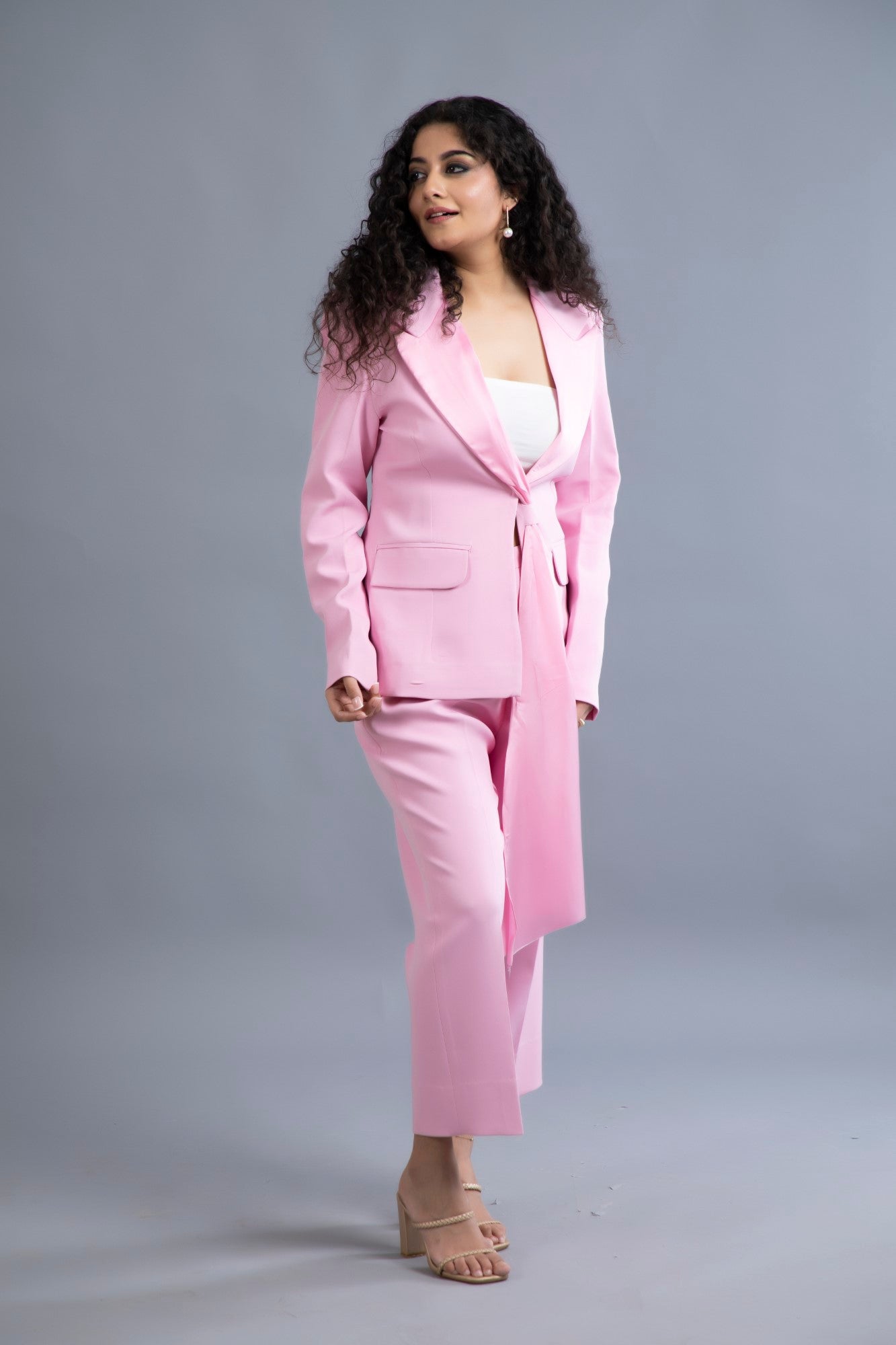 Rose Quartz Belted Suit Set