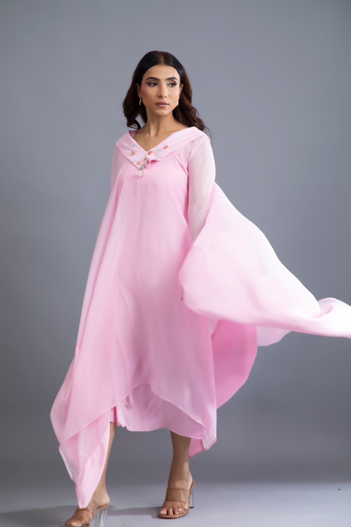 Blush Breeze Organza Kaftan Set