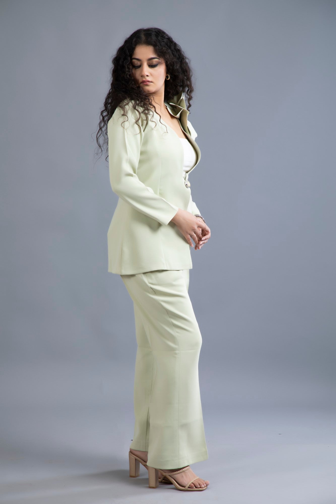 Mint Blossom Blazer Set