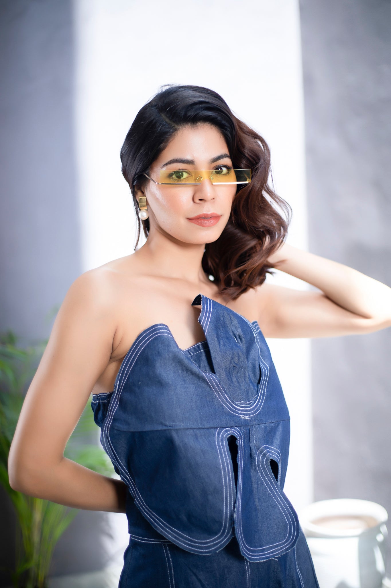 Sculptural Denim Jumpsuit