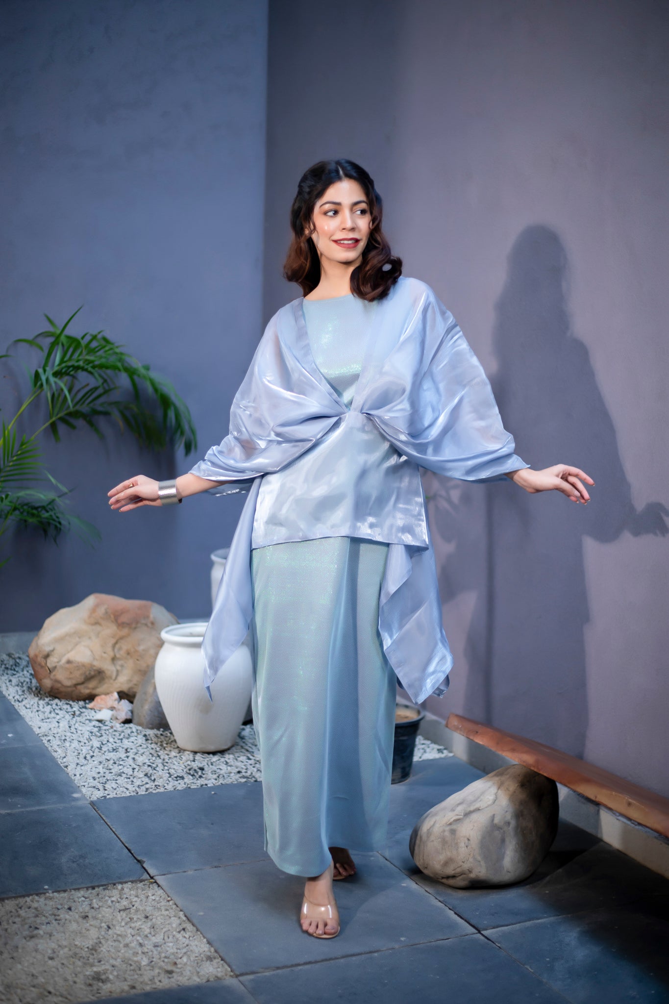 Celestia Twisted Cape Dress