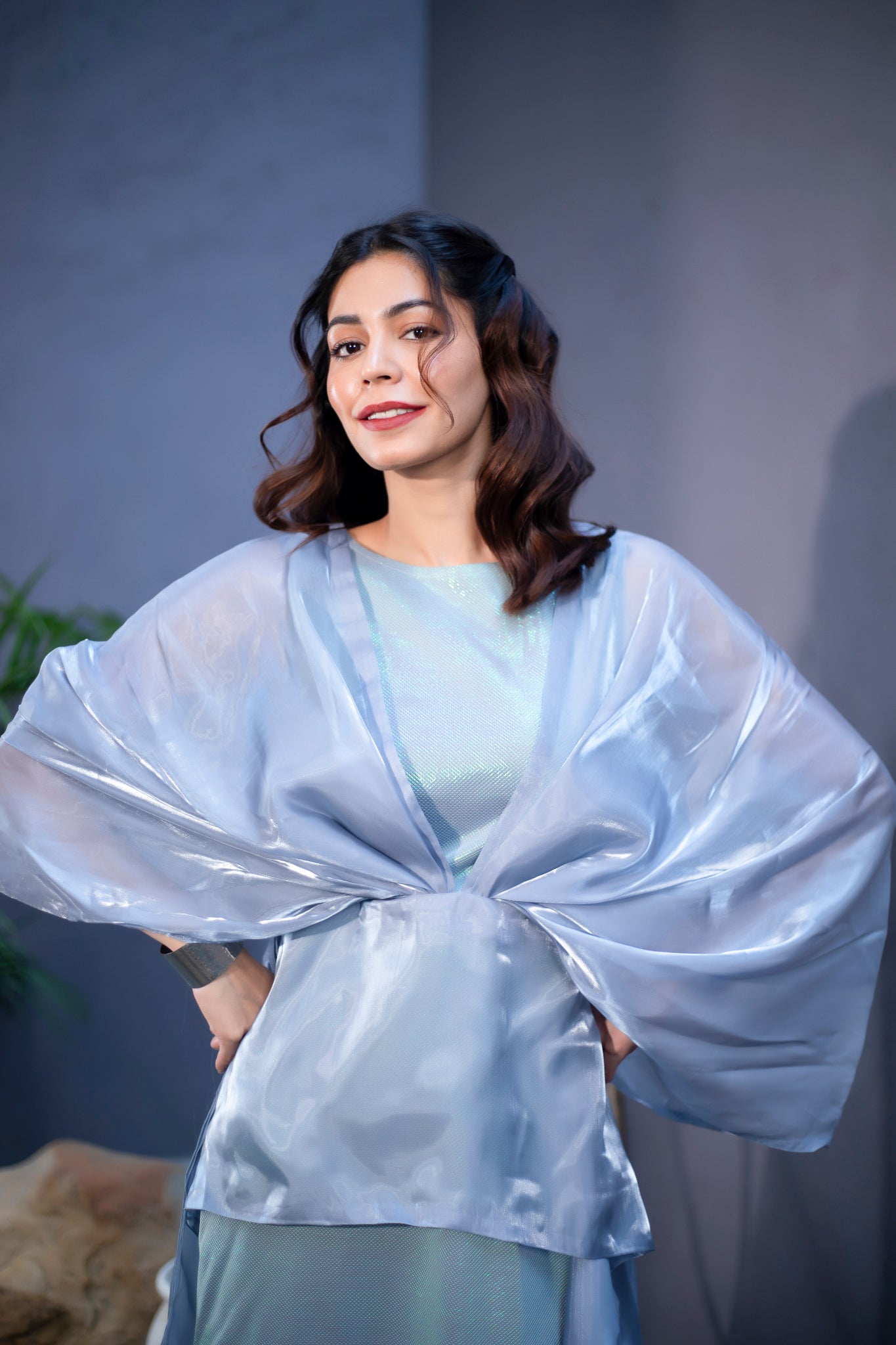 Celestia Twisted Cape Dress