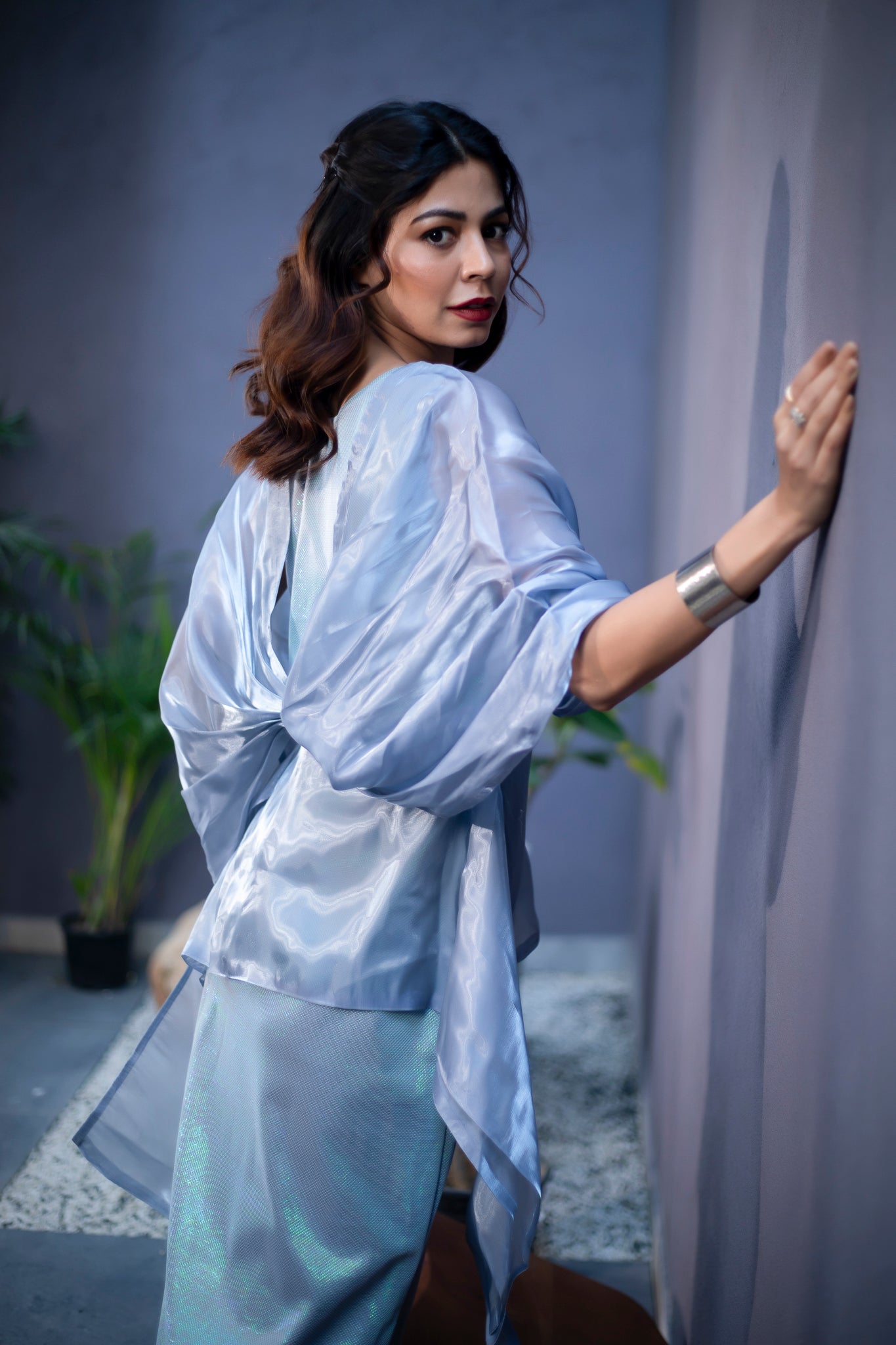 Celestia Twisted Cape Dress