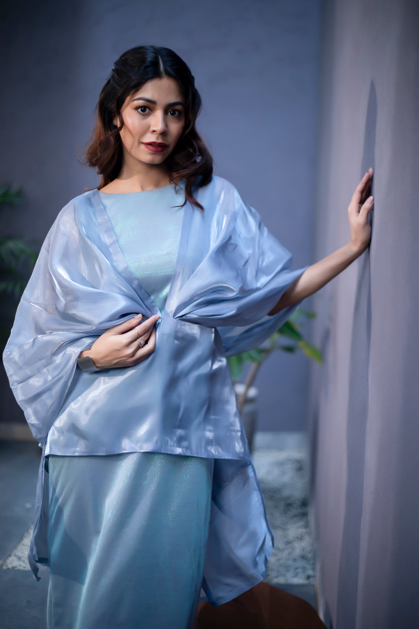 Celestia Twisted Cape Dress
