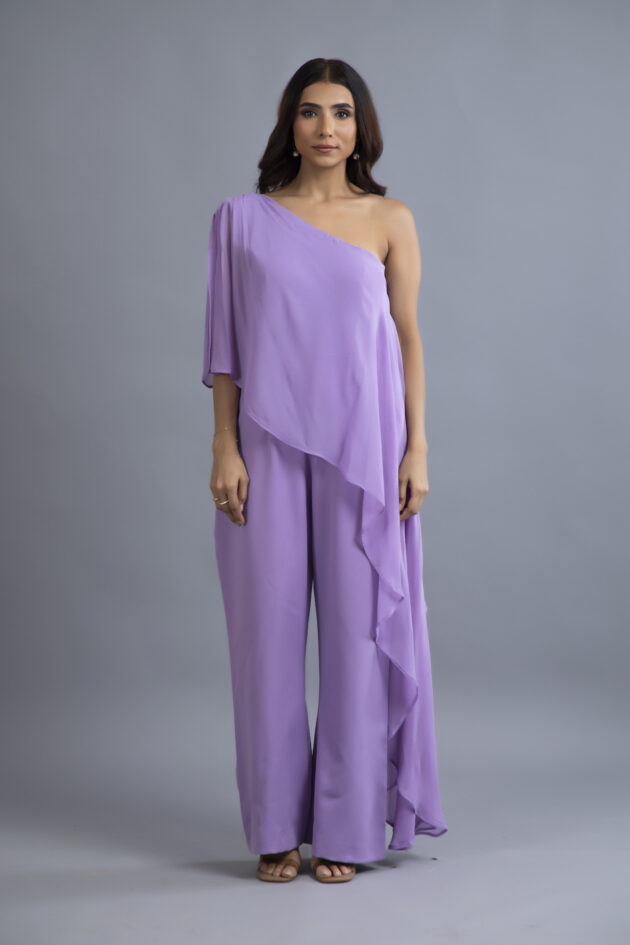 Lilac Drift One-Shoulder Jumpsuit