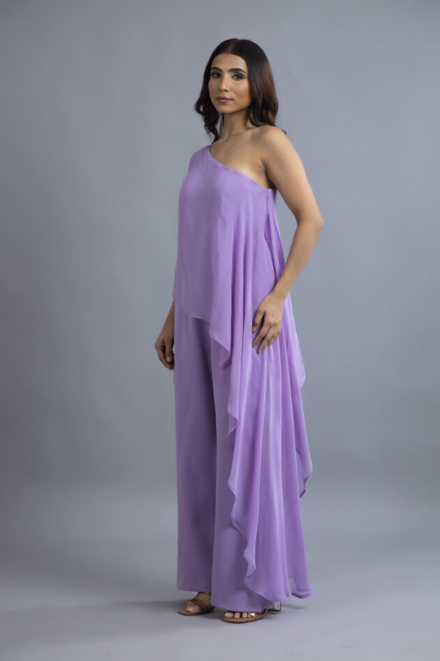 Lilac Drift One-Shoulder Jumpsuit - Image 2