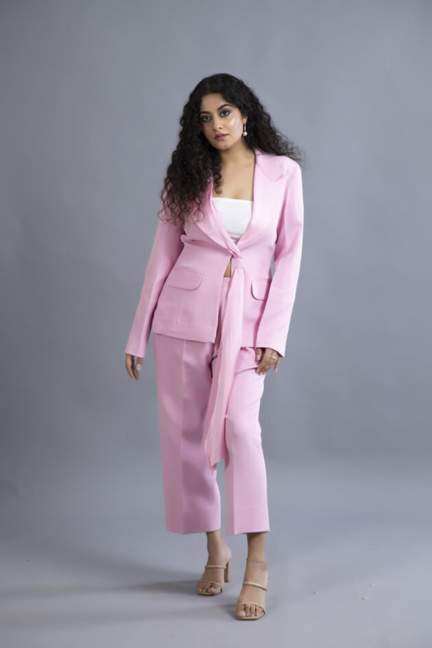 Rose Quartz Belted Suit Set