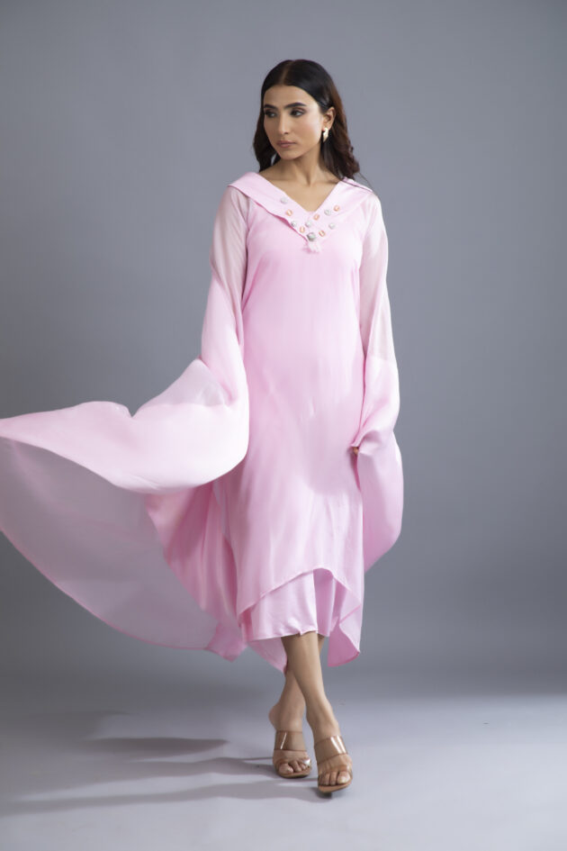 Blush Breeze Organza Kaftan Set