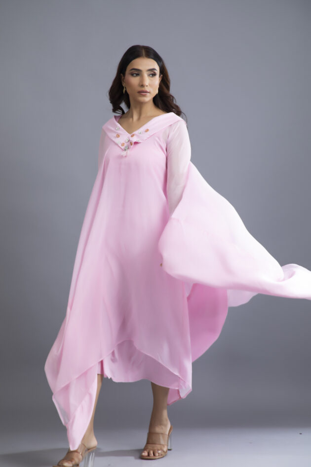 Blush Breeze Organza Kaftan Set - Image 3